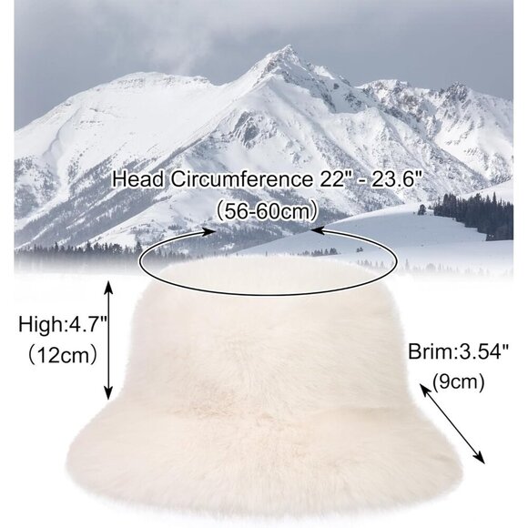 Women's Faux Fur Bucket Hat Winter Fuzzy Wide Brim Fashionable Warm Accessory - Picture 4 of 9